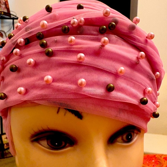 Courage Beaded Caps Chemo Sleep Turban Headwear Scarf Cap (pink) - Picture 7 of 7